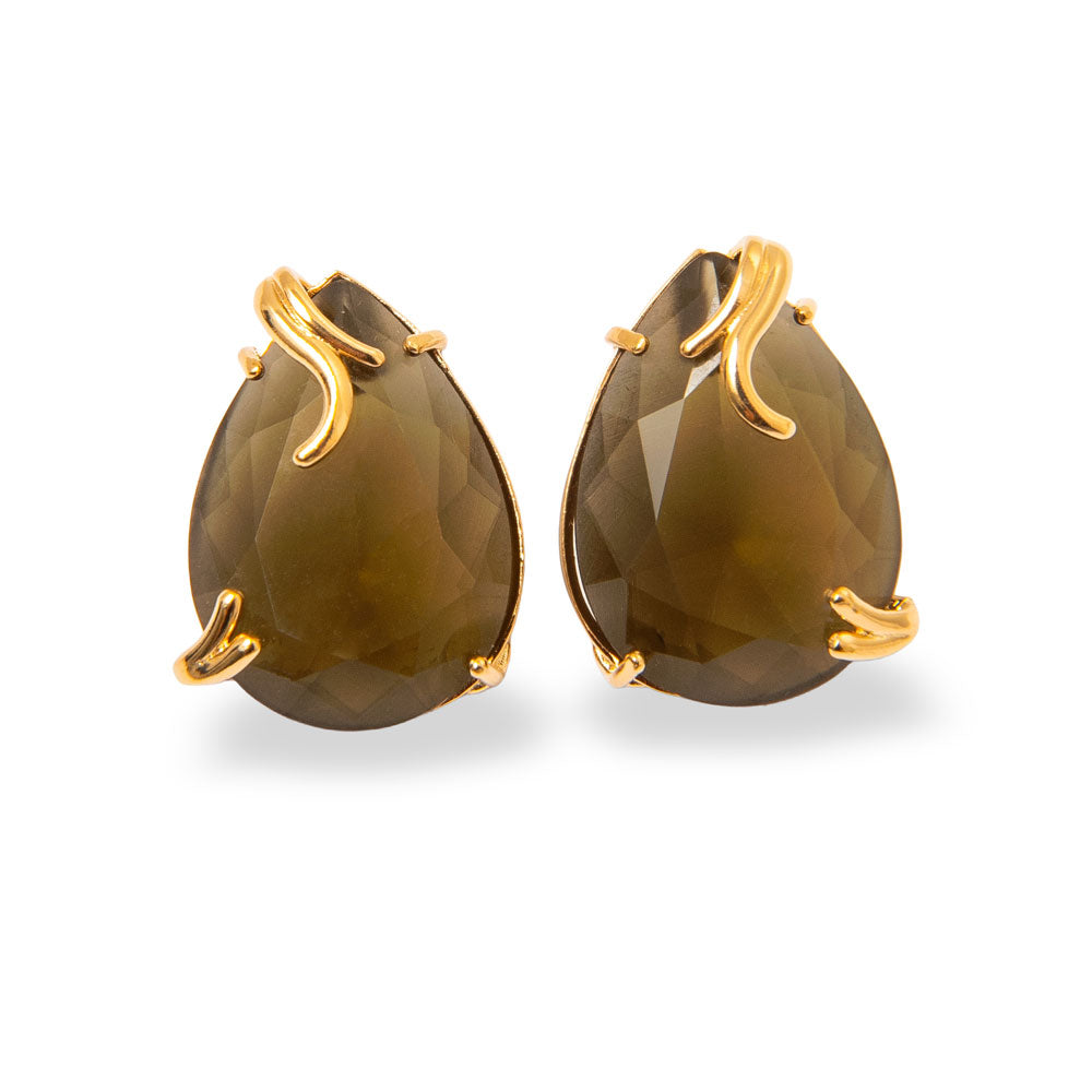 Brinco Grand Onze Fume com acabamento esfumaçado e banho de ouro 18k. Design exclusivo Herreira, produção em Goiânia.