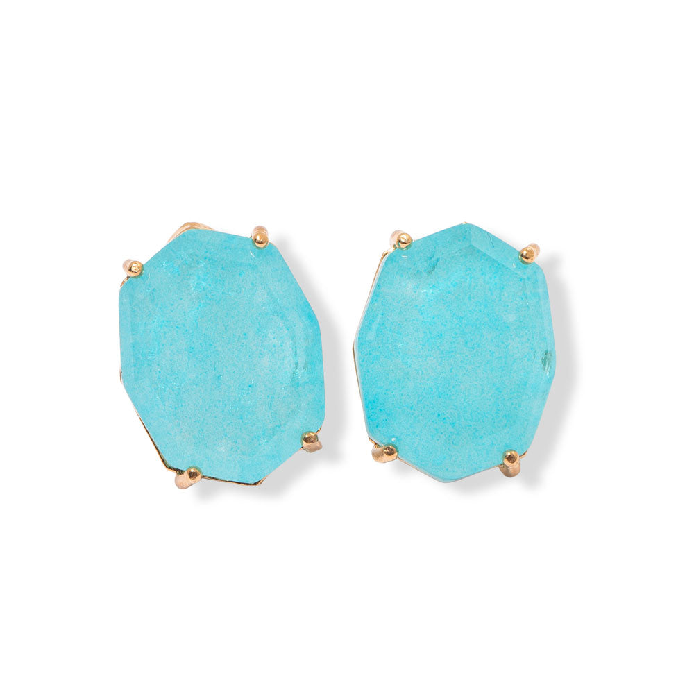 Brinco com pedra natural cabochão e banho ouro 18k. Design Herreira, produção em Goiânia. Frete grátis acima de R$ 300.