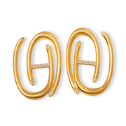 Brinco Grand Herreira argola frontal com pavê de zircônias, banho ouro 18k. Design exclusivo Herreira, produção em Goiânia.