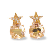 Brinco Estrelas com pavê de zircônia AAA e cristal facetado, banho ouro 18k. Design exclusivo Herreira, produção em Goiânia.